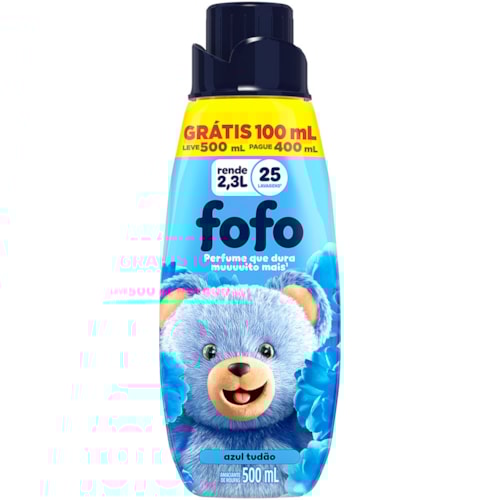 Amaciante Fofo Azul Tudão Concentrado Leve 500ml Pague 400ml