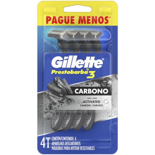 Aparelho de Barbear Gilette Prestobarba 3 Carbono Descartável Pague Me