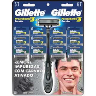 Aparelho de Barbear Gilette Prestobarba 3 Carvão Descartável