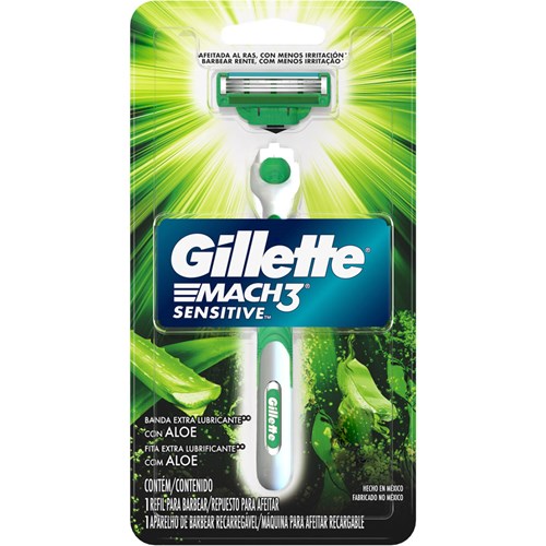 Aparelho de Barbear Gillette Mach3 Sensitive Recarregável