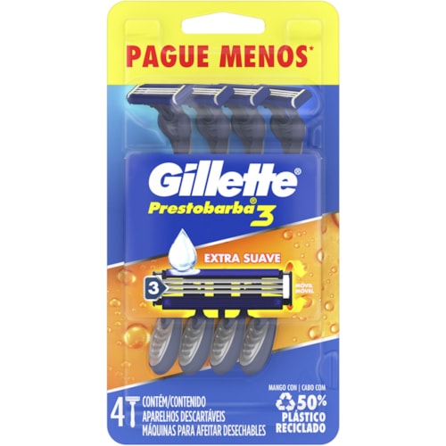 Aparelho de Barbear Gillette Prestobarba 3 4Un Leve + Pague -