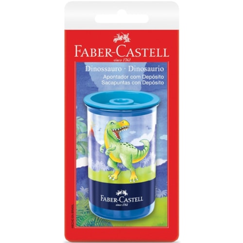 Apontador com Depósito Faber-Castell Azul DInossauro