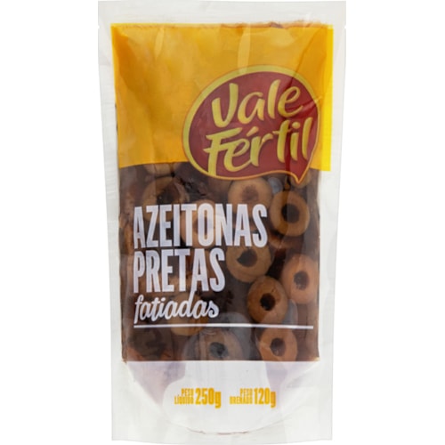 Azeitona Vale Fértil Preta Fatiada Sachê 120g