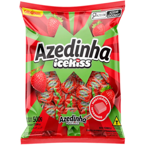 Bala Azedinha Icekiss Sabor Morango 500g