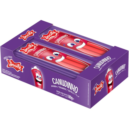 Bala Canudinho Docile Sabor Morango 15g 12Un