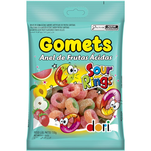 Bala de Goma Gomets Dori Anel de Fruits Ácidas 150g