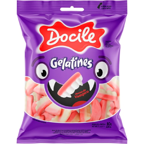 Bala Docile Gelatines Dente de Vampiro 80g