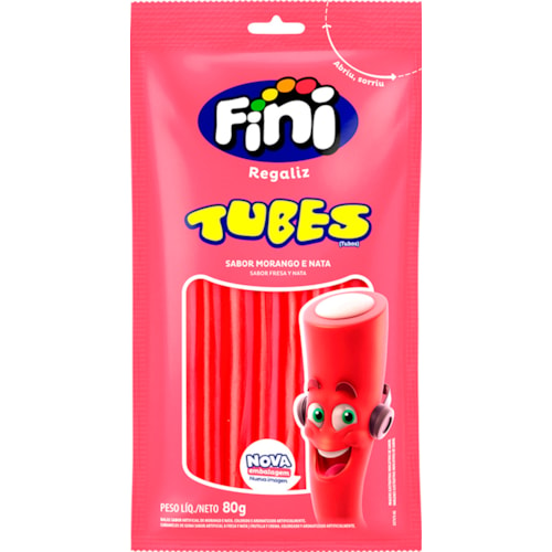 Bala Fini Tubes de Morango Doce 80g