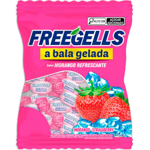 Bala Freegells Sabor Morango Refrescante 475g