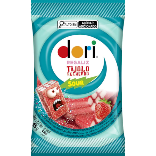 Bala Gelatina Dori Regaliz Tijolo Recheado Sour 15g