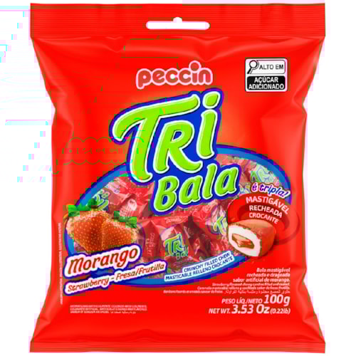 Bala Peccin Tribala Morango 100g
