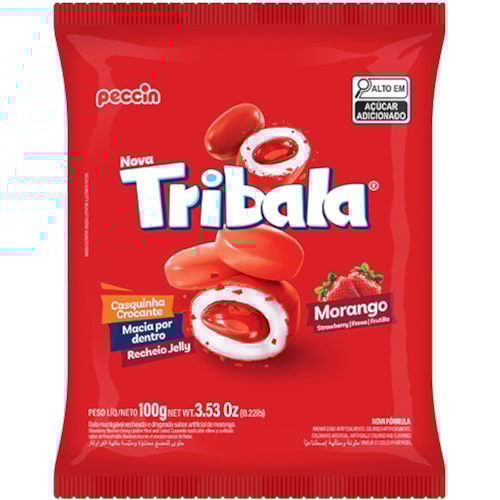 Bala Peccin Tribala Morango Sortida 100g