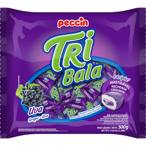 Bala Recheada Tribala Peccin Uva 500g