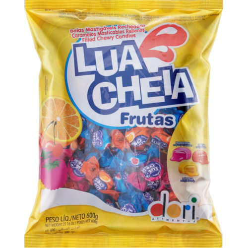 Balas Recheadas Lua Cheia Dori Frutas 600g