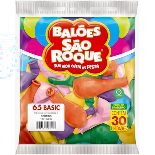 Balões São Roque Sortido 6.5 30Un
