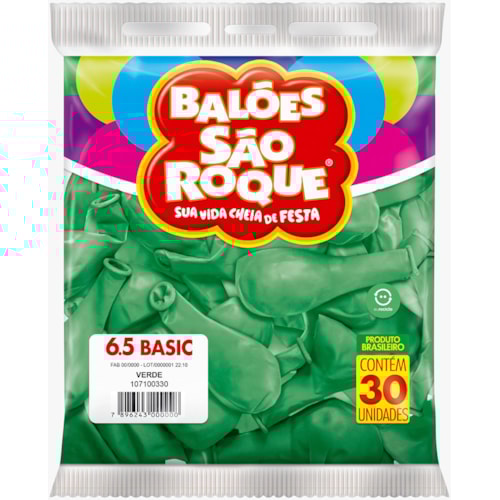 Balões São Roque Verde 6.5 30Un