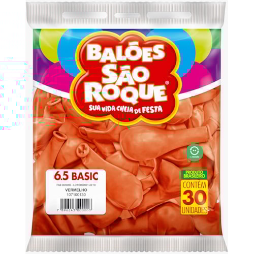 Balões São Roque Vermelho 6.5 30Un