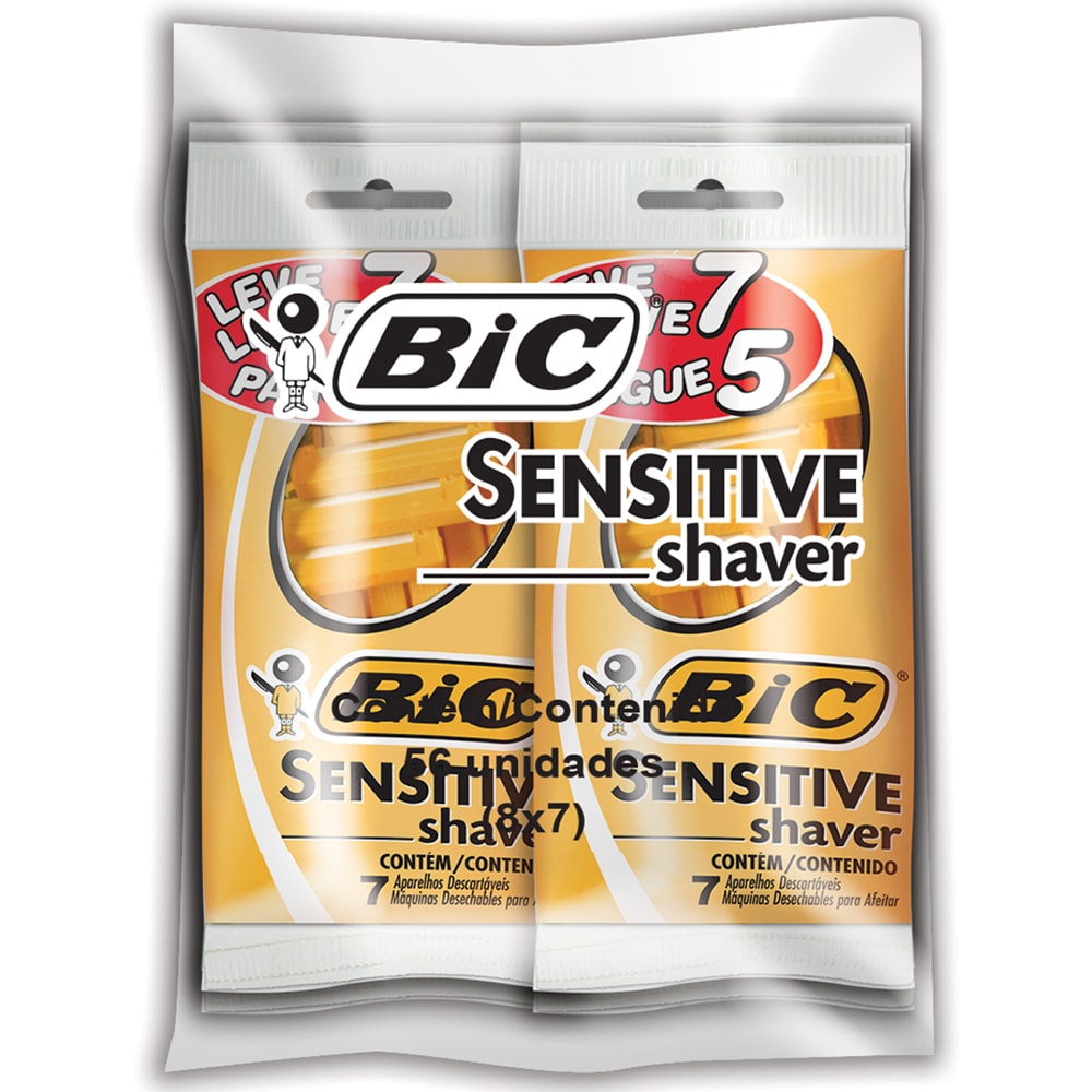Barbeador Bic Sensitive Shaver Descartável 7Un - Destro