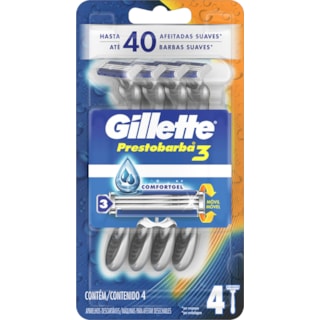 Barbeador Gillette Prestobarba 3 Regular Descartável 4Un