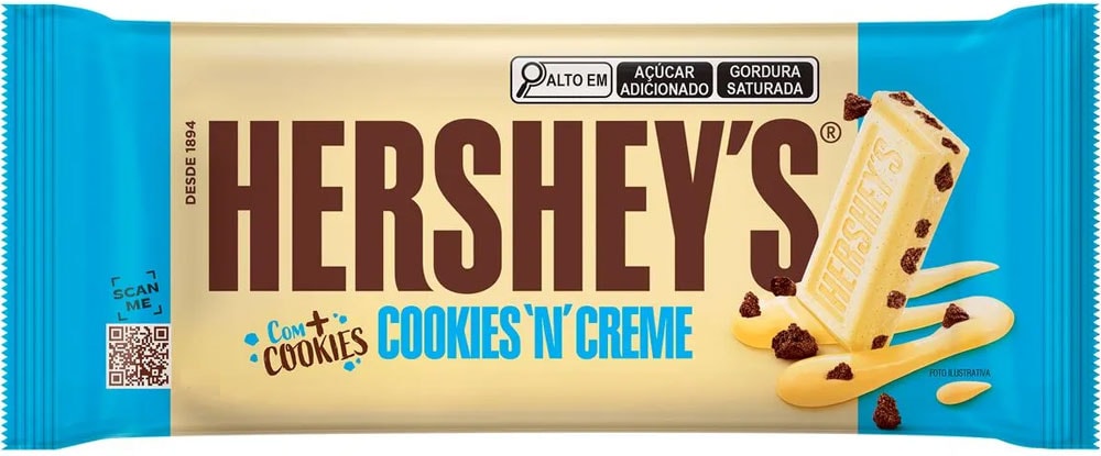 Barra de Chocolate Hershey's Cookies N Creme 82g - Destro