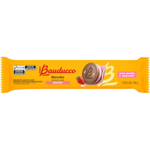 Biscoito Bauducco Recheado Sabor Morango 108g