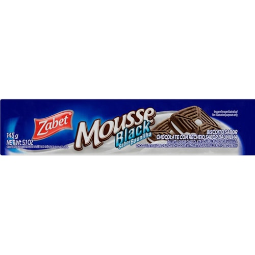 Biscoito Mousse Black Baunilha Zabet 145g
