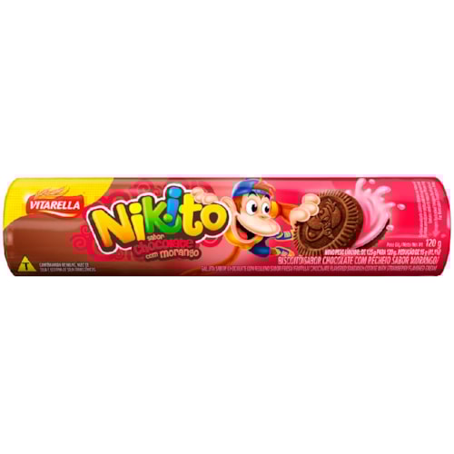 Biscoito Recheado Nikito Chocolate e Morango 120g