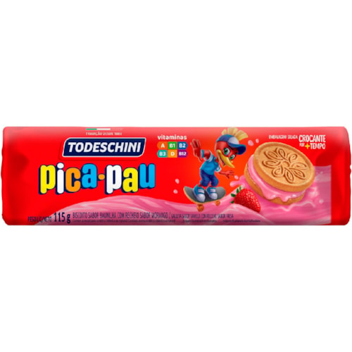 Biscoito Recheado Todeschini Pica Pau Morango 115g