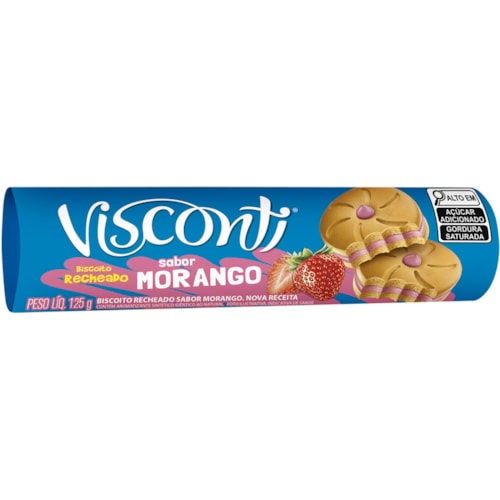 Biscoito Recheado Visconti Morango 125g