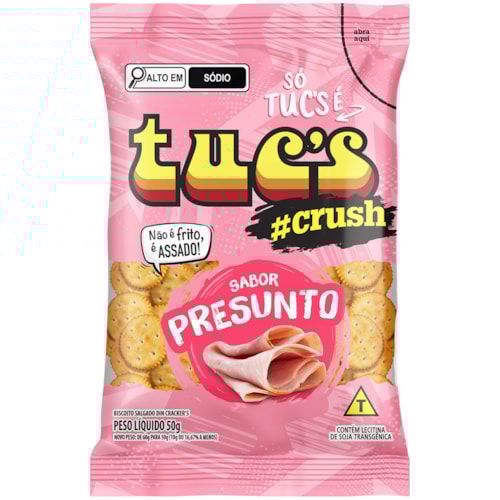 Biscoito Salgado Tucs Crush Cracker Sabor Presunto 50g