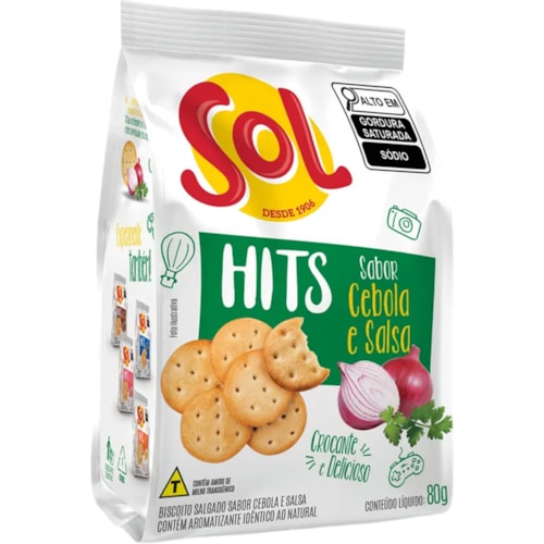 Biscoito Sol Hits Sabor Cebola e Salsa 80g