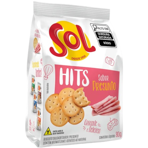 Biscoito Sol Hits Sabor Presunto 80g