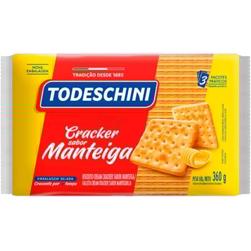 Biscoito Todeschini Cream Cracker Sabor Manteiga 360g