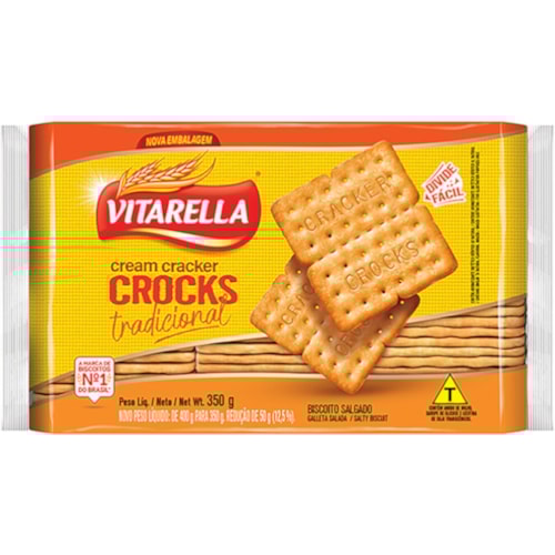 Biscoito Vitarella Cream Cracker Crocks Tradicional 350g