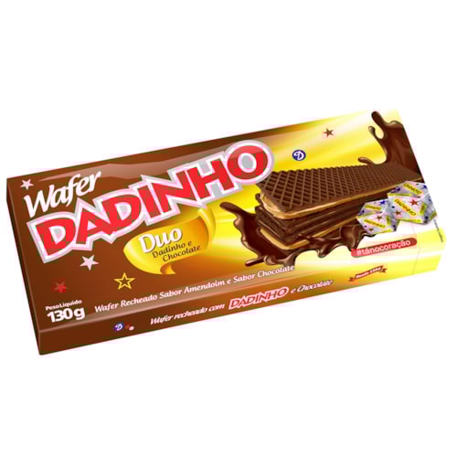 Biscoito Wafer Dadinho Duo Amendoim e Chocolate 130g