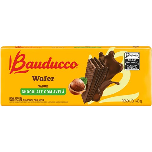 Biscoitos Wafers Bauducco 140g Chocolate e Avelã
