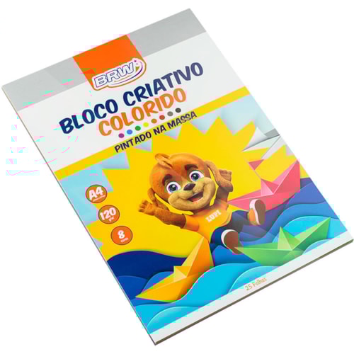 Bloco Criativo BRW Colorido A4 8 Cores 25 Folhas
