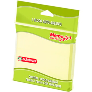 Bloco de Anotações Adelbras Amarelo 76x76 100 Folhas