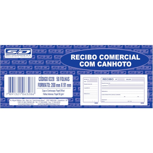 Bloco Recibo São Domingos com Canhoto 50FL - 140x89
