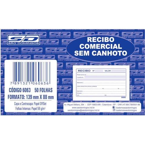 Bloco Recibo São Domingos sem Canhoto 50FL