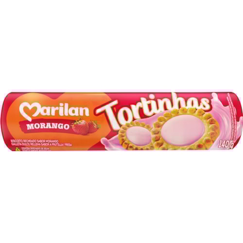 Bolacha Recheada Marilan Tortinhas Sabor Morango 140g