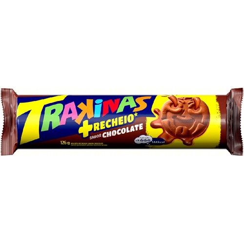 Bolachas Trakinas Recheada Mais Chocolate 126g Destro 