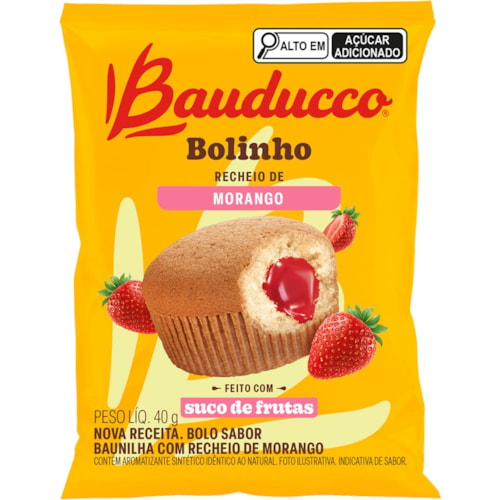 Bolinho Bauducco Sabor Baunilha Recheio de Morango 40g