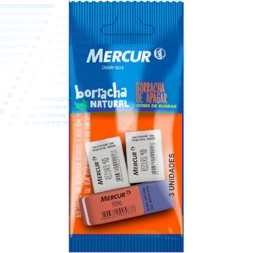 Borracha Escolar Mercur 2 Brancas N40 + 1 Prima-3 Unidades
