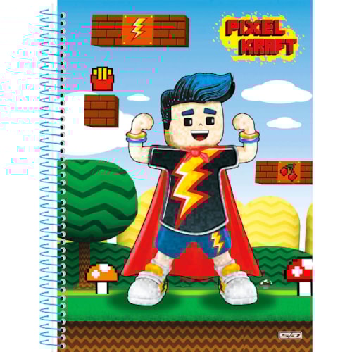Caderno Brochura São Domingos Pixel Craft Capa Dura 80 Folhas
