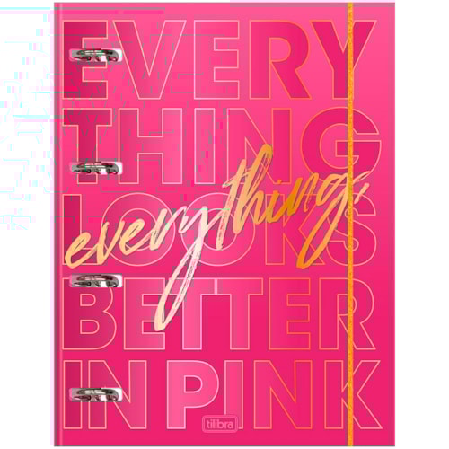Caderno Cartonado Tilibra Love Pink Argolado Com Elástico