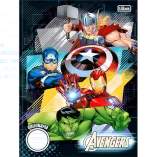 Caderno de Caligrafia Tilibra Avengers Brochura Capa Dura 40FL