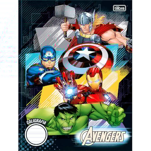 Caderno de Caligrafia Tilibra Avengers Brochura Capa Dura 40FL