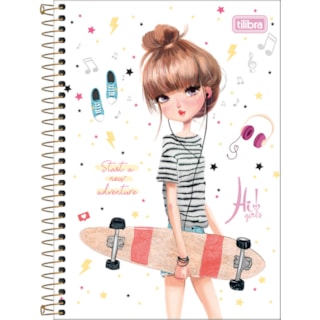 Caderno Espiral Capa Dura 1/4 Hi! Girls Tilibra 80 Folhas