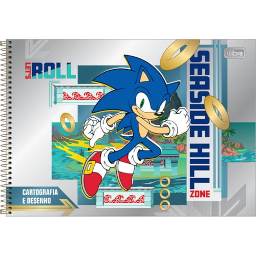 Caderno Tilibra Cartografia Sonic Capa Dura 80 Folhas